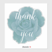 Sticker Merci Rose bleu Dusty Message Mariage floral (Feuille)