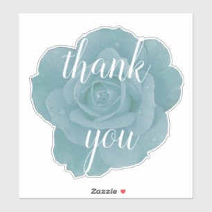 Sticker Merci Rose bleu Dusty Message Mariage floral