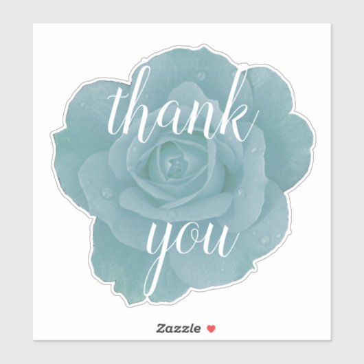 Sticker Merci Rose bleu Dusty Message Mariage floral (Feuille)