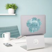 Sticker Merci Rose bleu Dusty Message Mariage floral (Ordinateur portable sur le bureau)