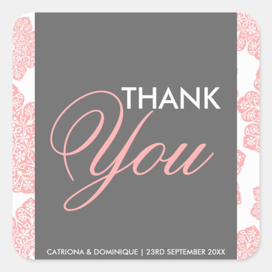 Sticker Merci rose et gris Batik (Devant)