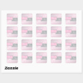 Sticker Merci rose et gris Damas (Feuille)