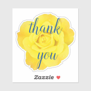 Sticker Merci rose jaune Floral Mariage Anniversaires