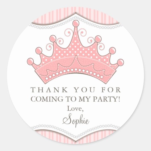 Sticker Merci rose princesse Anniversaire (Devant)