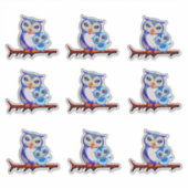 Sticker Mère Chouette et feuille bébé de (Devant)