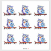 Sticker Mère Chouette et feuille bébé de (Feuille)