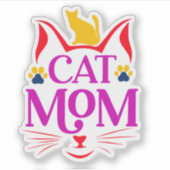 Sticker Mère de chat drôle (Devant)