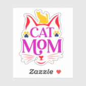 Sticker Mère de chat drôle (Feuille)