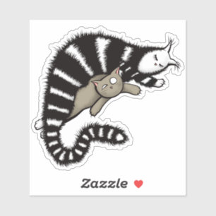Sticker Mère de chat protège son mignonne Kitty