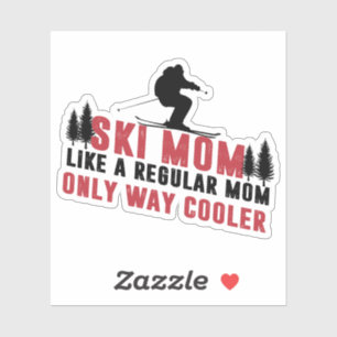 Sticker Mère De Ski De Neige Comme Une Mère Régulière 