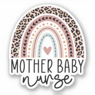 Sticker Mère mignonne bébé infirmière Leopard arc-en-ciel