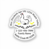 Sticker Mère oublieuse Hen Perdu Informations de contact f (Recto)