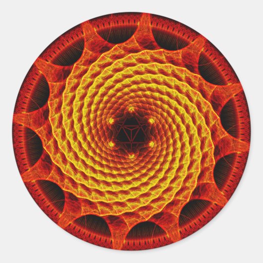 Sticker Merkaba Spiral Mandala Red Fractal (Devant)