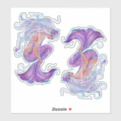 Sticker Mermaid art rose et violet par Renee Lavoie (Feuille)