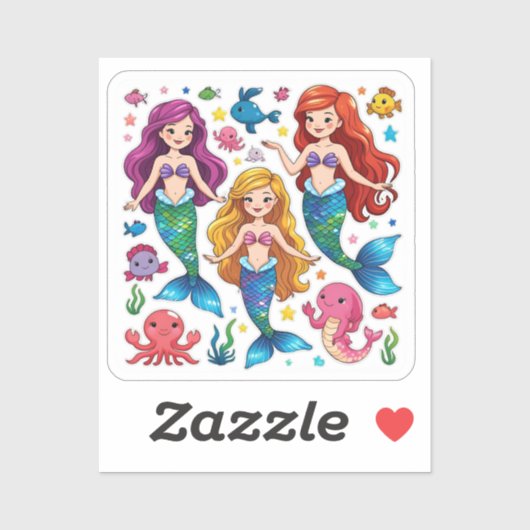 Sticker Mermaid Friends Personalized Fun set  (Feuille)