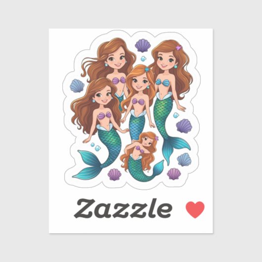 Sticker Mermaid Friends Personalized Fun set  (Feuille)