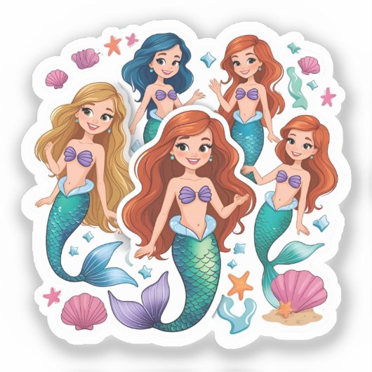 Sticker Mermaid Friends Personalized Fun set  (Recto)