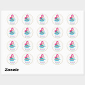 Sticker Mermaid Merci Étiquettes Anniversaire Fave (Feuille)