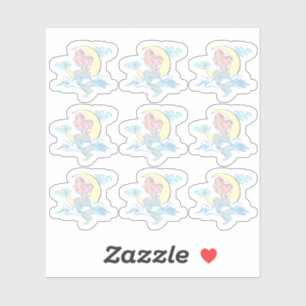 Sticker Mermaid Moon Mysical Pink Coiffure Siren Planner