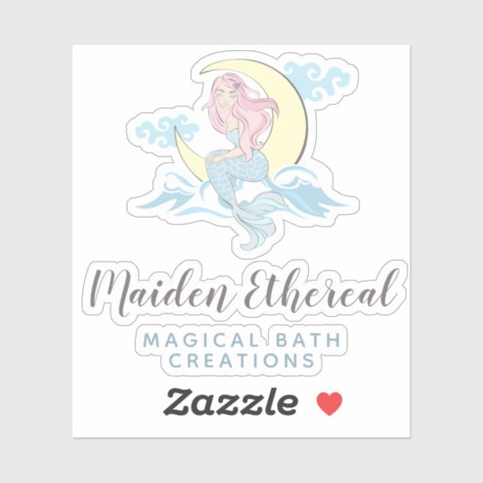 Sticker Mermaid Moon Mystical rose cheveux Siren Logo (Feuille)