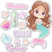 Sticker Mermaid Name van Fun Kind instellen (Voorkant)