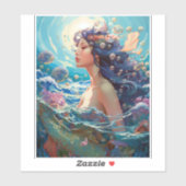 Sticker Mermaid Sea Goddess Imaginaire Art (Feuille)
