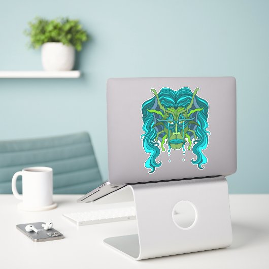 Sticker Merman Vert (Ordinateur portable sur le bureau)