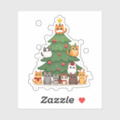 Sticker Merry Catmas Funny Christmas Tree, Cats Xmas Meow (Feuille)