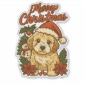 Sticker Merry Christmas Cockapoo Design (Devant)