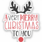 Sticker Merry Christmas Cute Modern Typography (Recto)