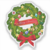 Sticker Merry Christmas Floral Wreath (Devant)