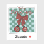 Sticker Merry Christmas Red Bow Ornaments Design (Feuille)