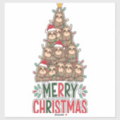 Sticker Merry Christmas Sloth Tree (Feuille)