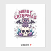 Sticker Merry Creepmas Cat Pastel Goth Christmas Skull T-S (Feuille)