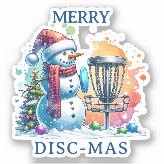 Sticker Merry Disk-mas | Disk Golf Personnalisé Noël (Devant)