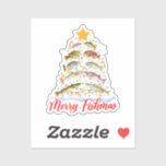 Sticker Merry Fishmas Funky Christmas Tree Lights Fish Fis<br><div class="desc">Merry Fishmas Funky Christmas Tree Lights Poisson Rod de pêche</div>
