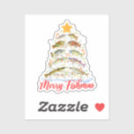 Sticker Merry Fishmas Funky Christmas Tree Lights Fish Fis<br><div class="desc">Merry Fishmas Funky Christmas Tree Lights Poisson Rod de pêche</div>