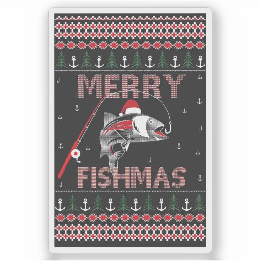 Sticker Merry Fishmas pour Noël (Devant)