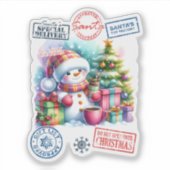 Sticker Merry Snowman With Festive Gifts and Holiday Cheer (Devant)