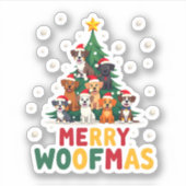 Sticker Merry Woofmas - Merry Christmas For Dog Lovers (1) (Devant)