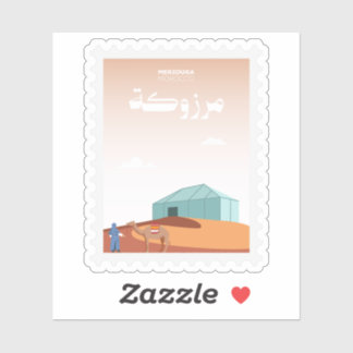 Sticker Merzouga Morocco Postage Stamp Travel