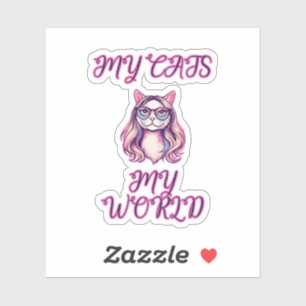 Sticker Mes Chats Mon Monde Amoureux Félin Design Parfait