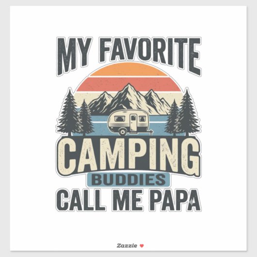 Sticker Mes copains de camping préférés m'appellent Papa S (Feuille)
