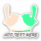 Sticker Message DIY , oiseaux roses et verts s'embrassant  (Devant)