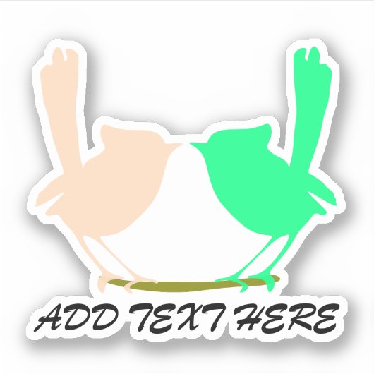 Sticker Message do-it-yourself, oiseaux roses et verts s'e (Devant)