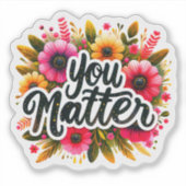 Sticker Message Joyeux Avec Florales Colorées (Devant)
