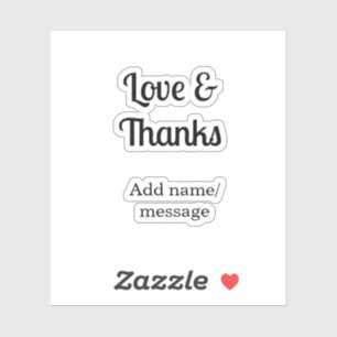 Sticker Message texte nom de l'entreprise amour et remerci