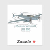 Sticker Messerschmitt Bf 110 Allemand 2ÈME GUERRE MONDIALE (Feuille)