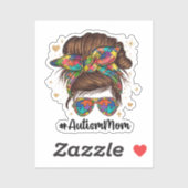 Sticker Messy Bun Fier Autisme Maman (Feuille)