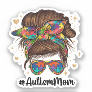 Sticker Messy Bun Fier Autisme Maman